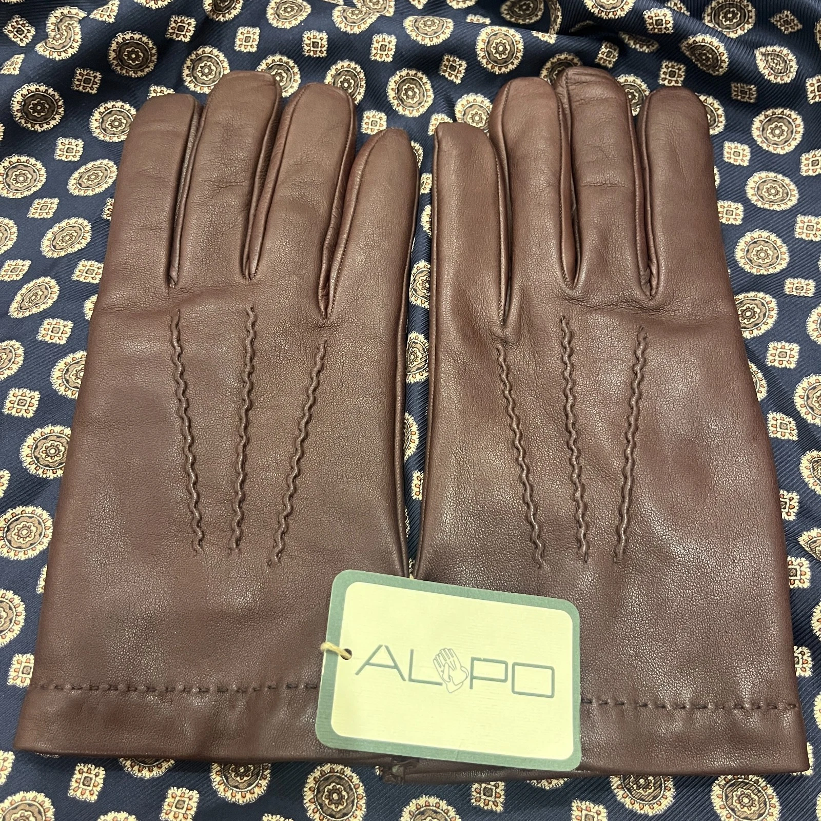 Vintage Alpo Guanti - Milano Wool/Leather menswear - Alpo Brown Nappa Leather Gloves for Men Lined with Lambswool Size 9 Men's image 1