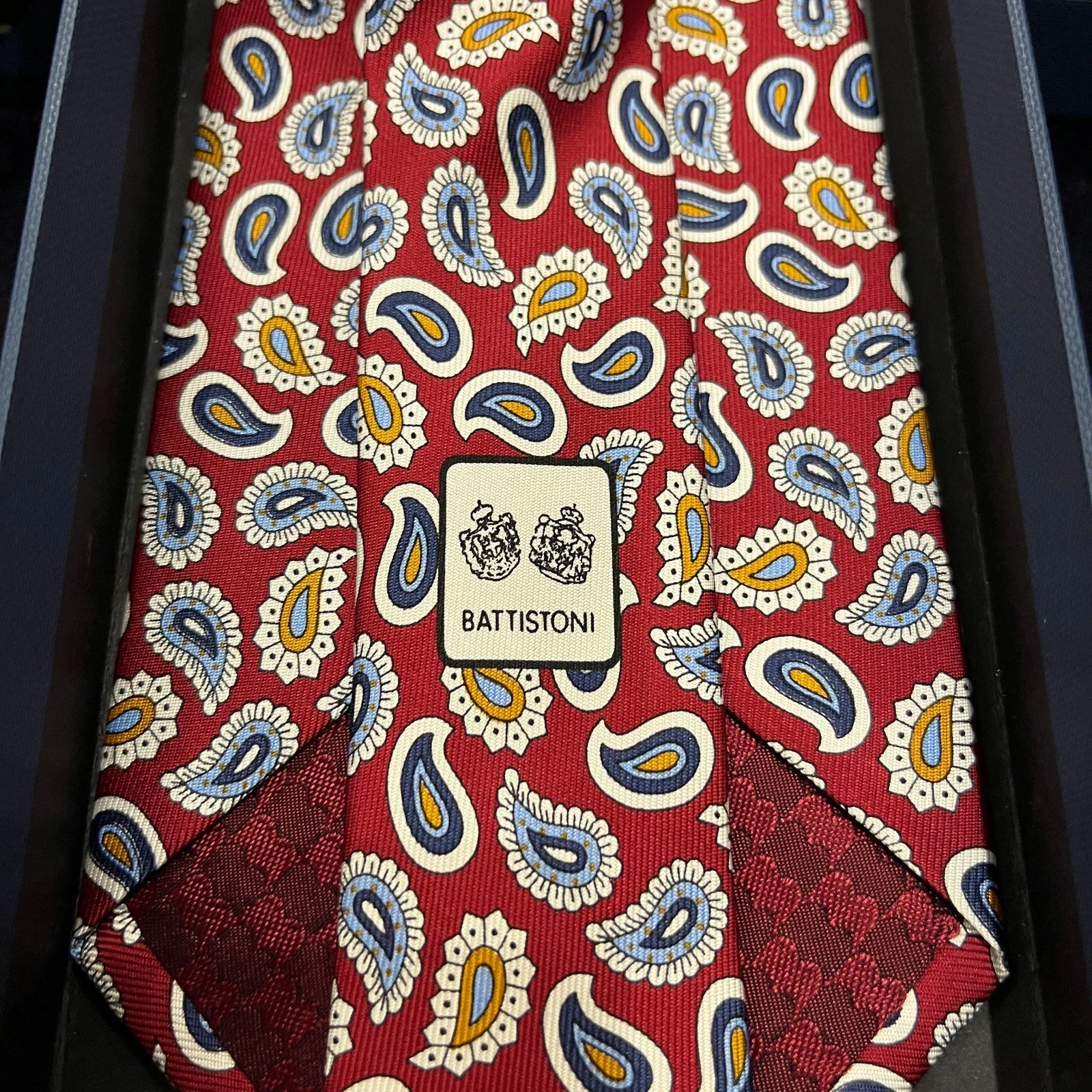 Vintage Battistoni Silk tie - Battistoni Silk Tie Red Paisley Print 9cm Wide 90s Power Elegance image 2