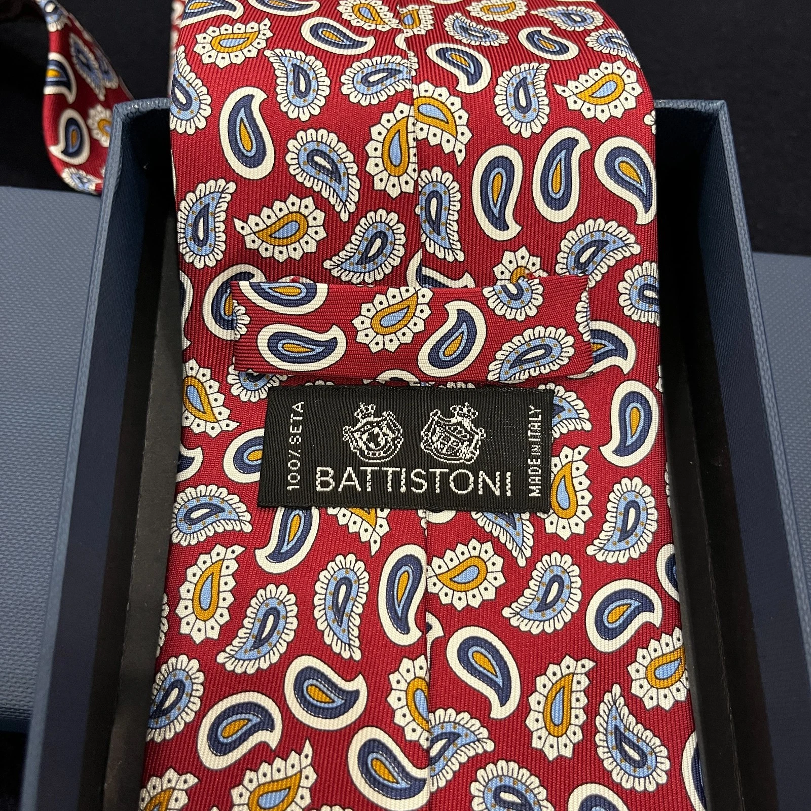 Vintage Battistoni Silk tie - Battistoni Silk Tie Red Paisley Print 9cm Wide 90s Power Elegance image 3