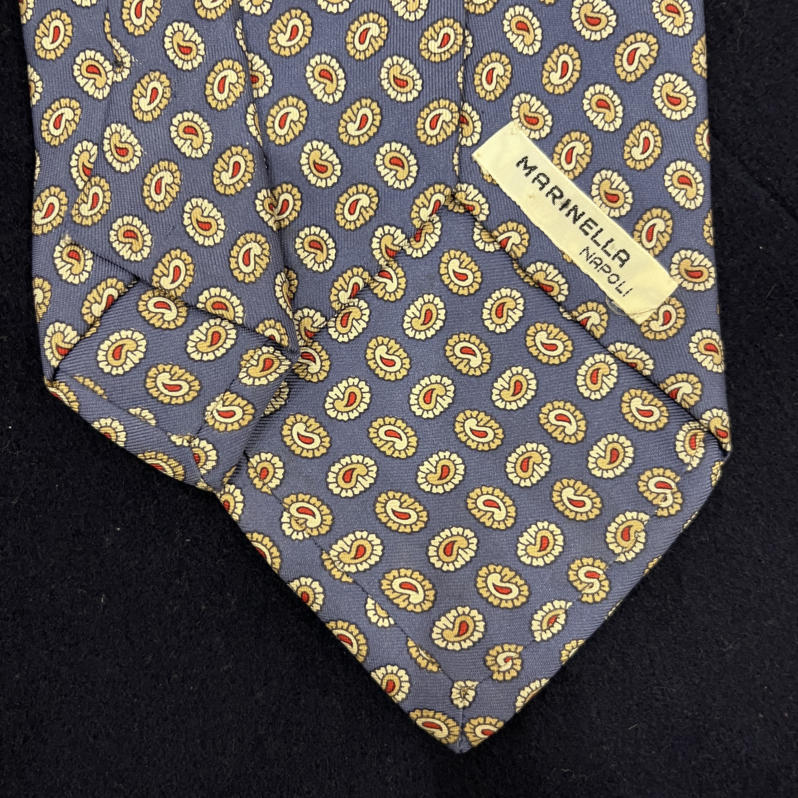 Vintage E. Marinella Silk tie - E. Marinella Napoli Vintage Silk Tie Blue Yellow Paisley Made in Italy 9.5cm image 2