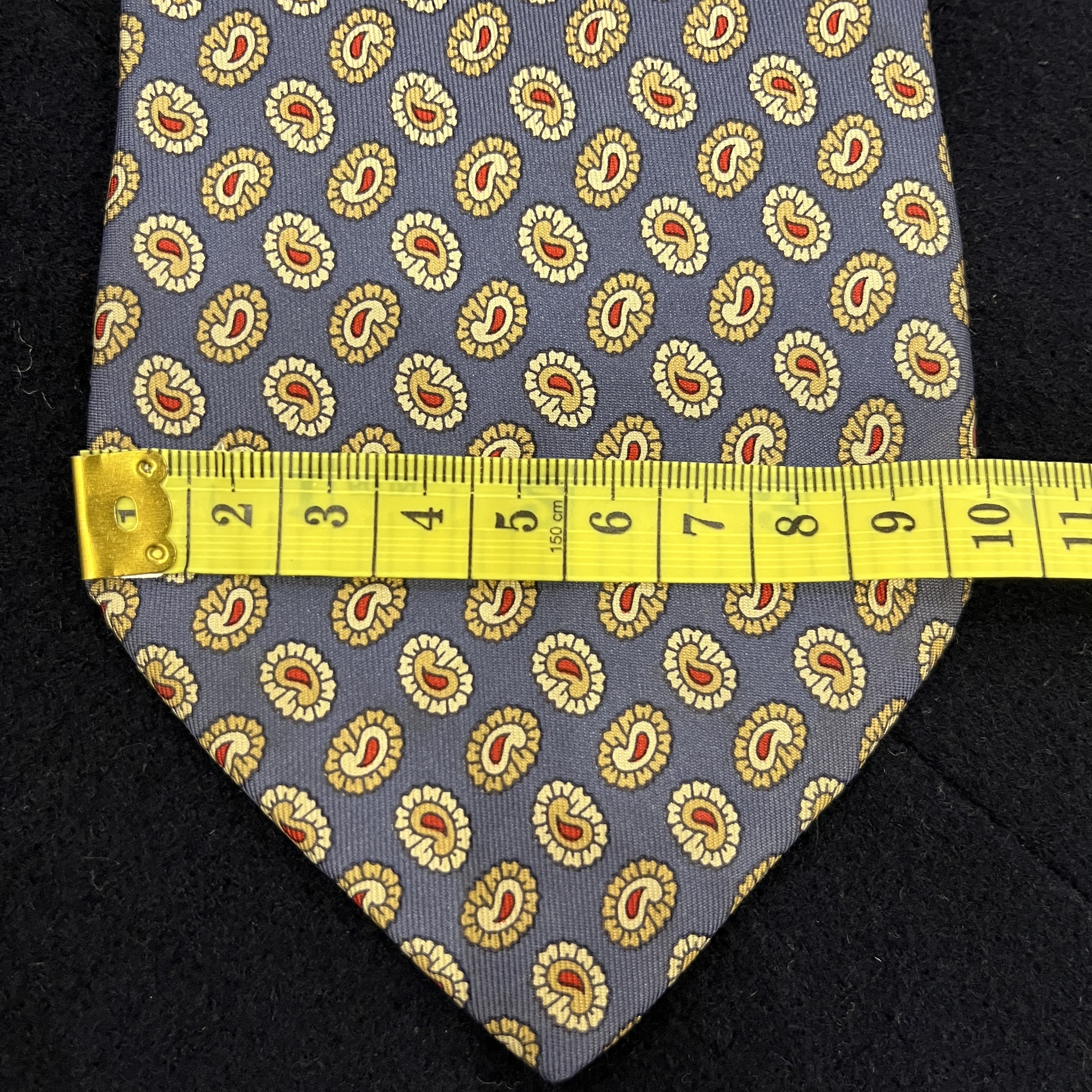 Vintage E. Marinella Silk tie - E. Marinella Napoli Vintage Silk Tie Blue Yellow Paisley Made in Italy 9.5cm image 4