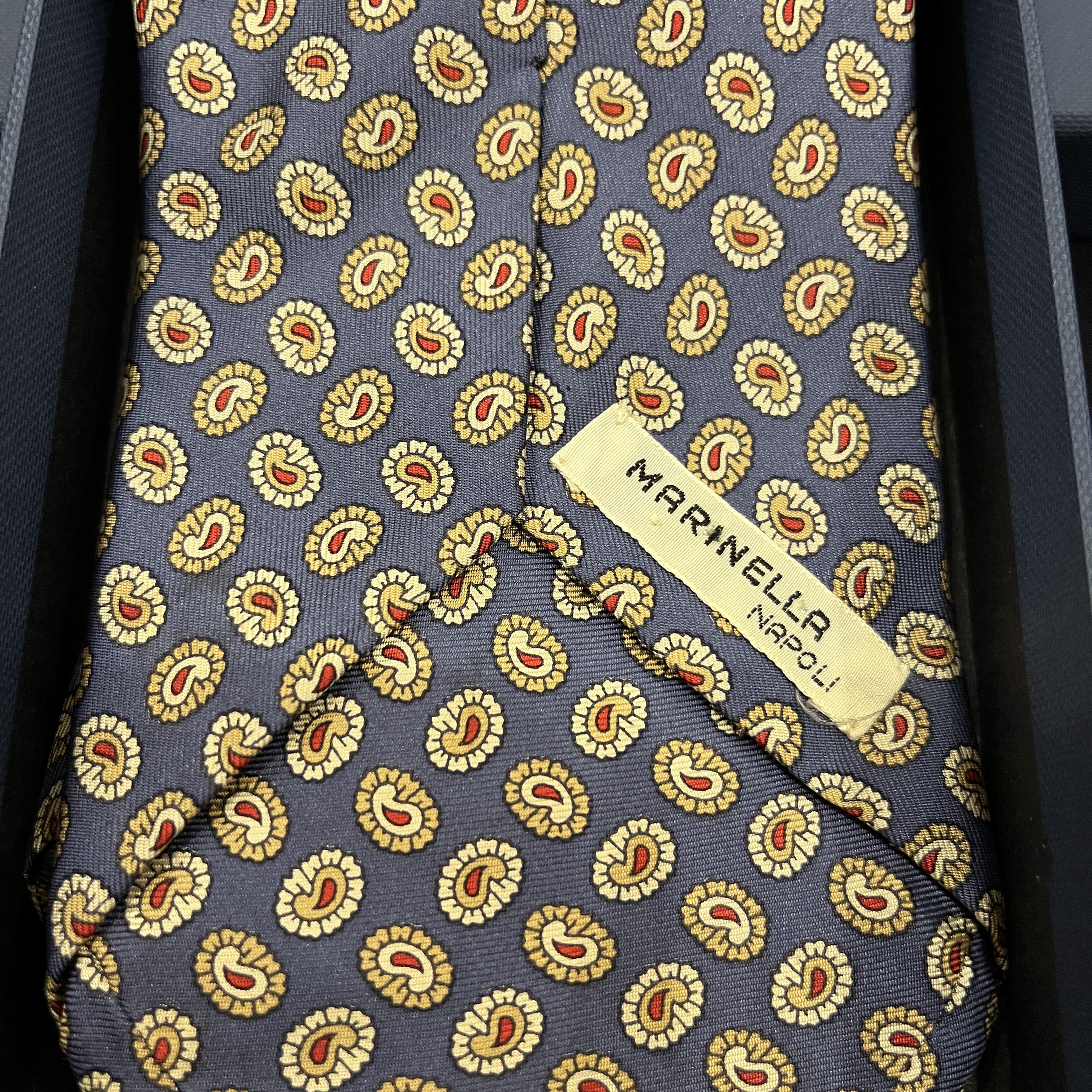 Vintage E. Marinella Silk tie - E. Marinella Napoli Vintage Silk Tie Blue Yellow Paisley Made in Italy 9.5cm image 6