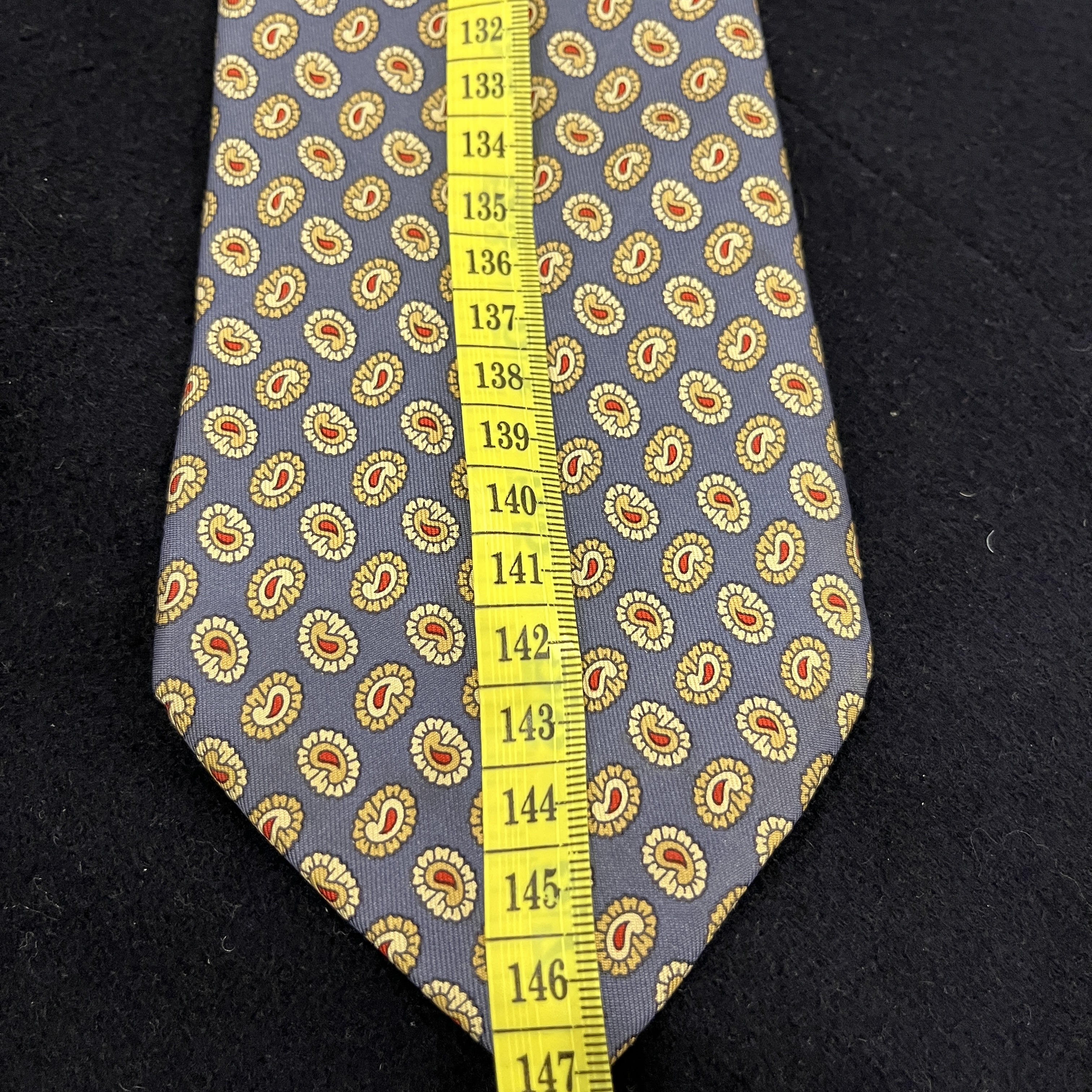 Vintage E. Marinella Silk tie - E. Marinella Napoli Vintage Silk Tie Blue Yellow Paisley Made in Italy 9.5cm image 5