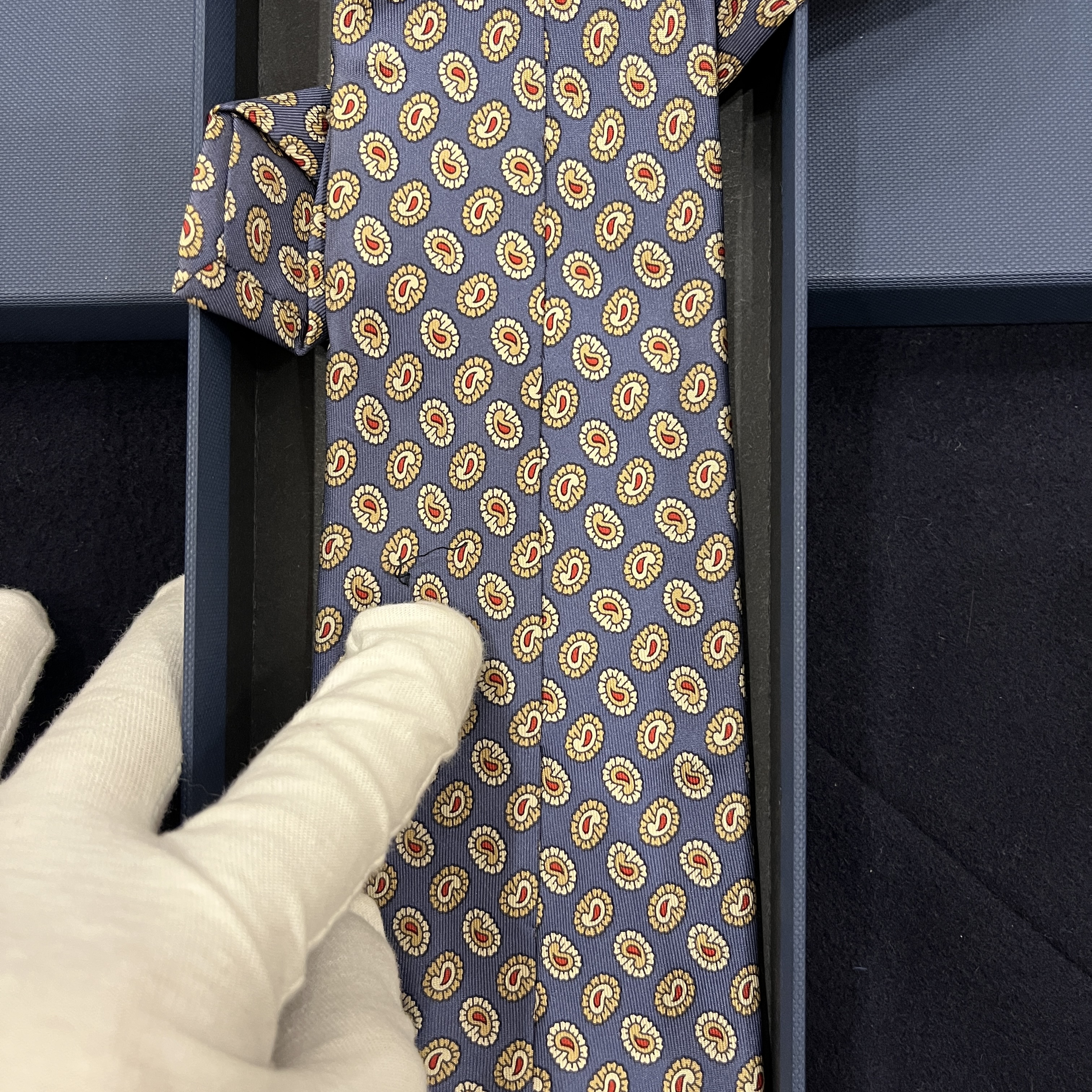 Vintage E. Marinella Silk tie - E. Marinella Napoli Vintage Silk Tie Blue Yellow Paisley Made in Italy 9.5cm image 7