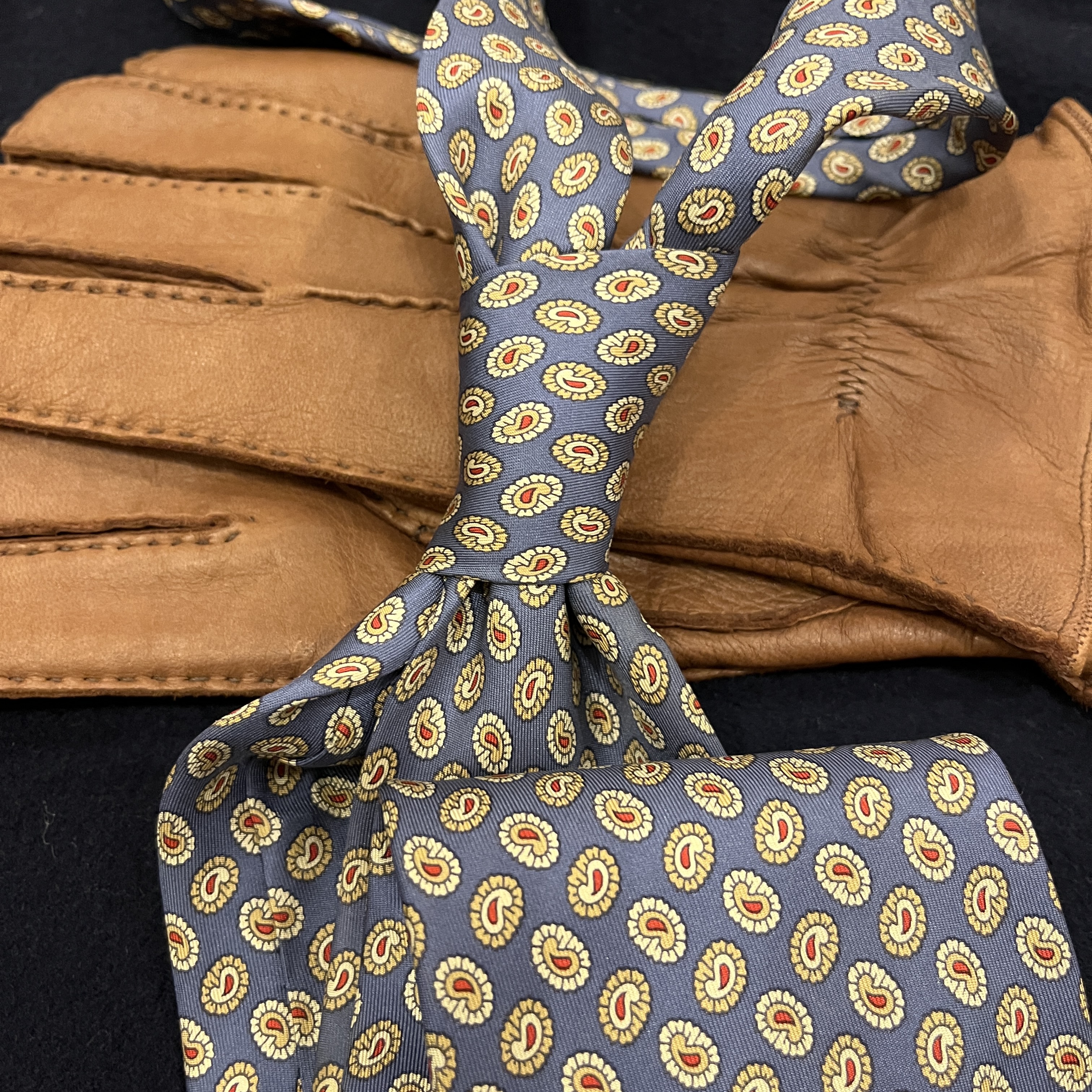 Vintage E. Marinella Silk tie - E. Marinella Napoli Vintage Silk Tie Blue Yellow Paisley Made in Italy 9.5cm image 1