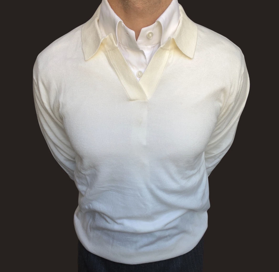 Vintage Caracciolo Napoli Cashmere/Wool knitwear - Ivory-cashmere-polo image 1