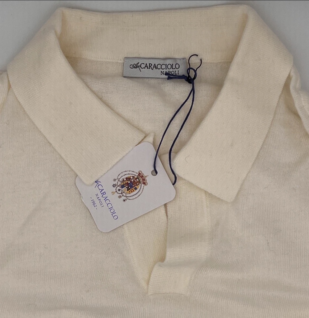 Vintage Caracciolo Napoli Cashmere/Wool knitwear - Ivory-cashmere-polo image 2