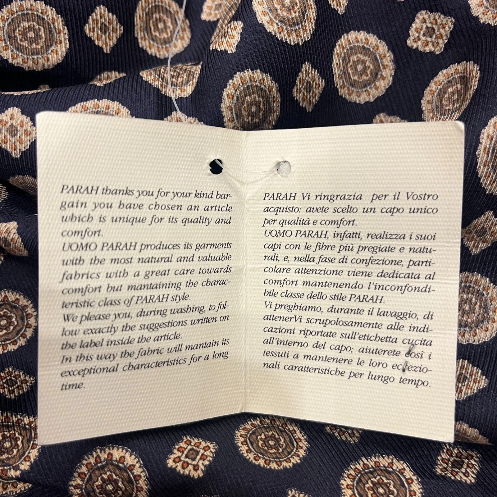 Vintage Parah Silk menswear - Parah Men's Silk Robe Size 4 M/L Medallion Print Navy image 4