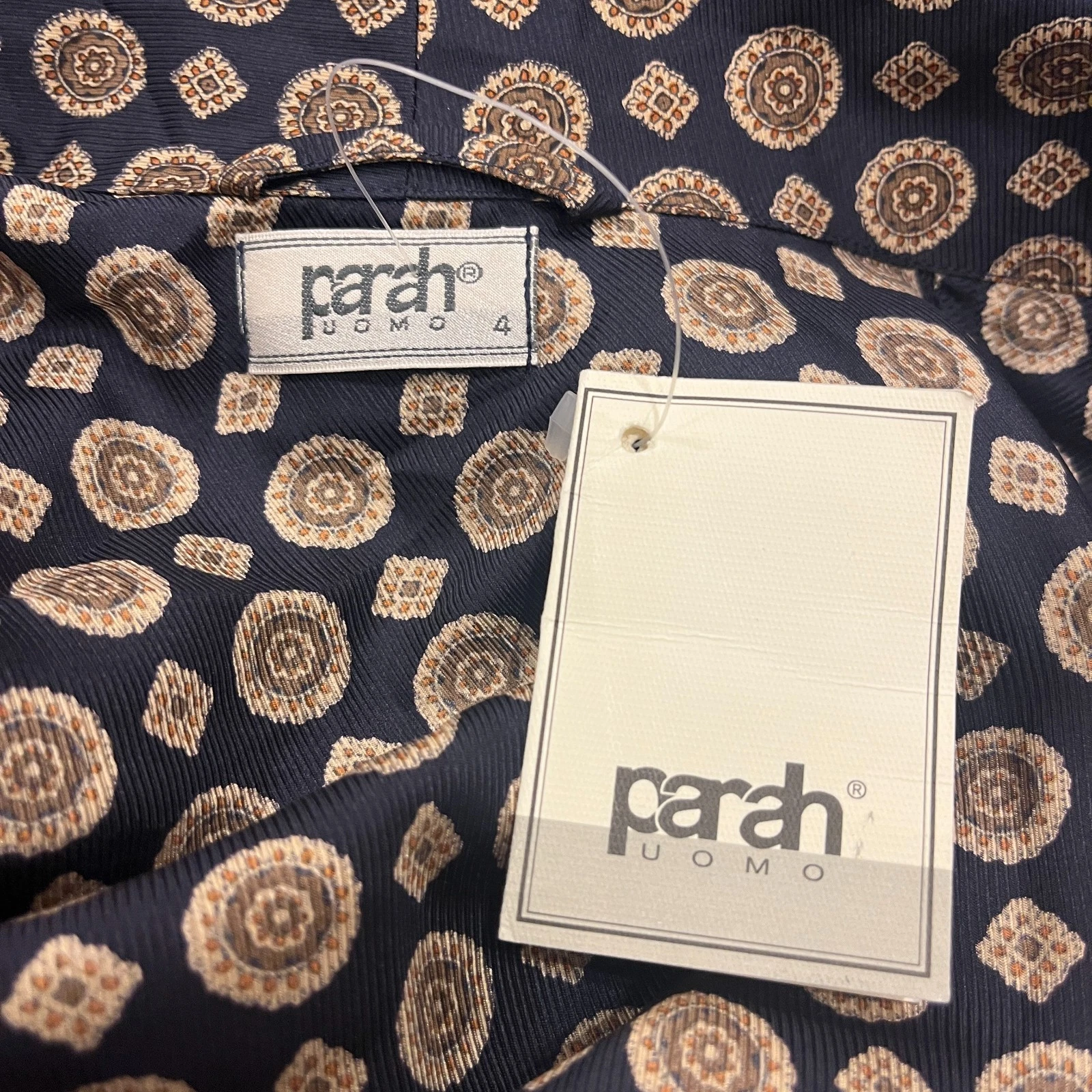 Vintage Parah Silk menswear - Parah Men's Silk Robe Size 4 M/L Medallion Print Navy image 2