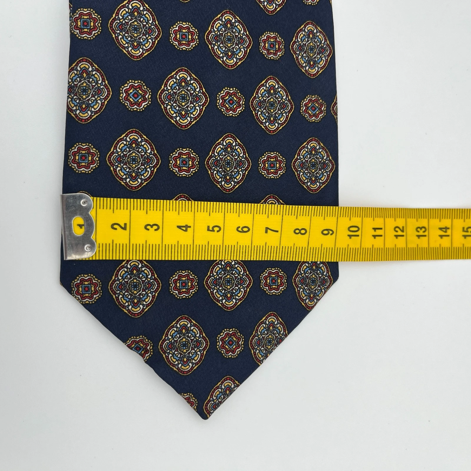 Vintage Michaelsons of London Silk tie - Vintage Michelsons of London Tie Pure Silk Navy Medallion Made in England image 4