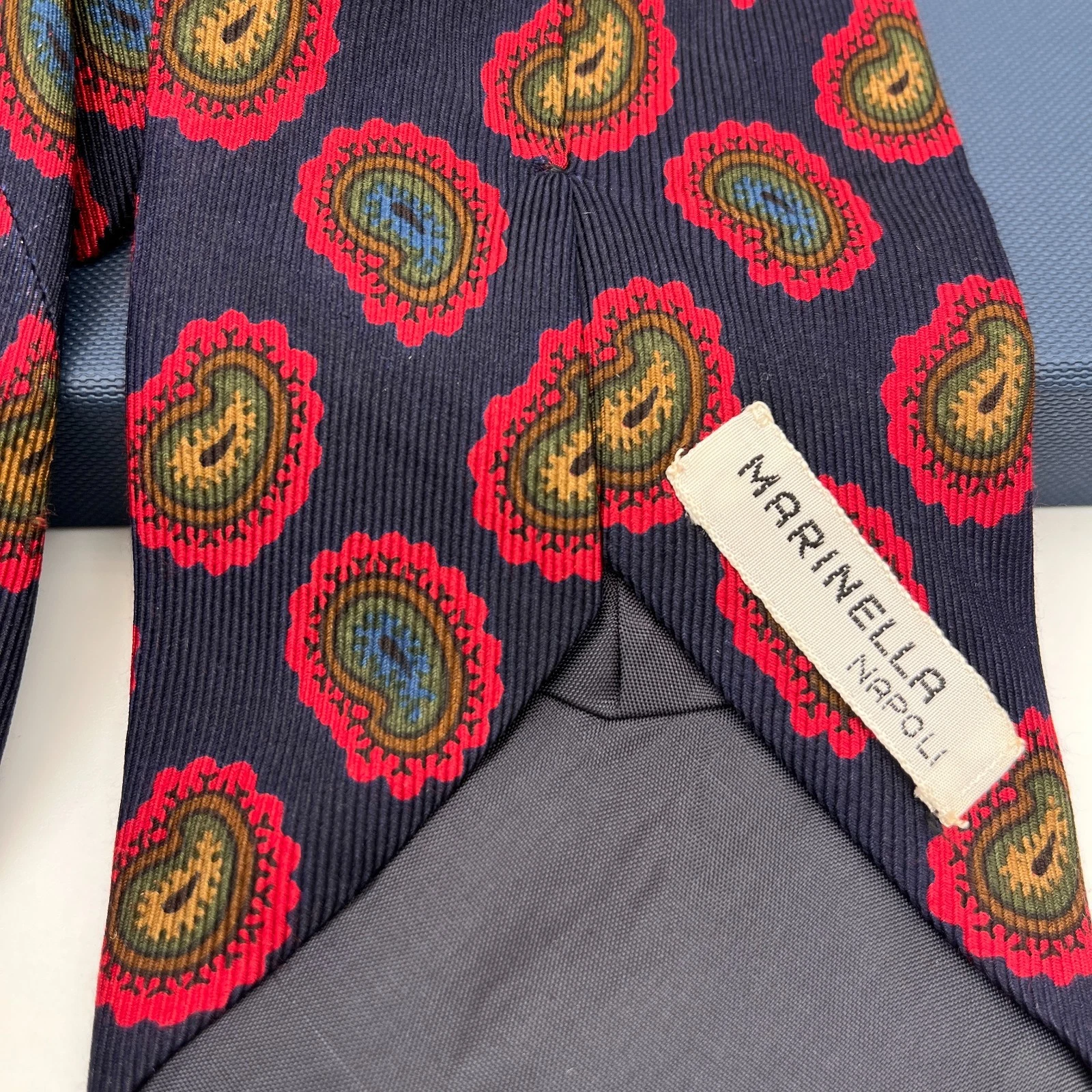Vintage E. Marinella Silk tie - E. Marinella Silk Tie Navy and Red Paisley Pattern image 2