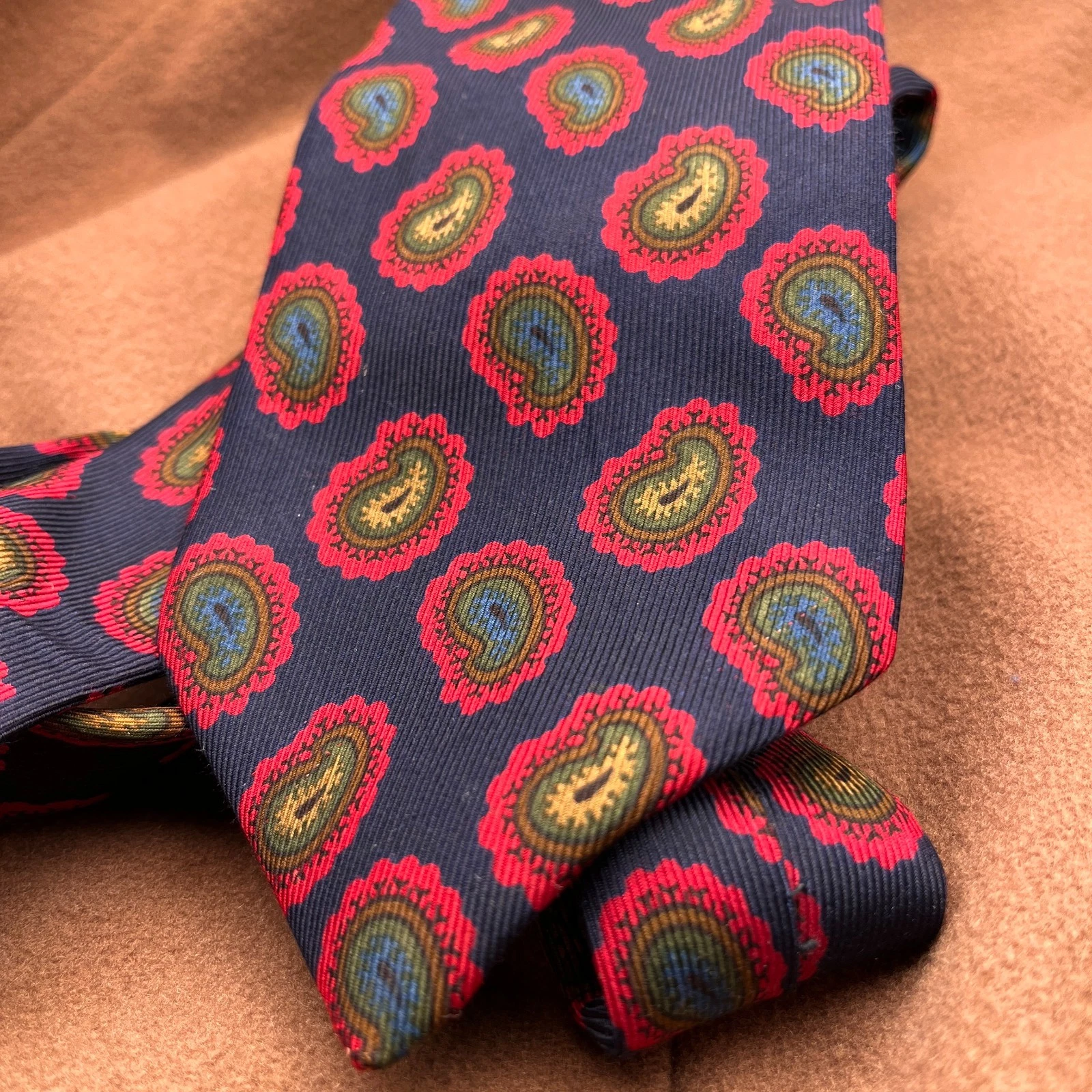 Vintage E. Marinella Silk tie - E. Marinella Silk Tie Navy and Red Paisley Pattern image 1