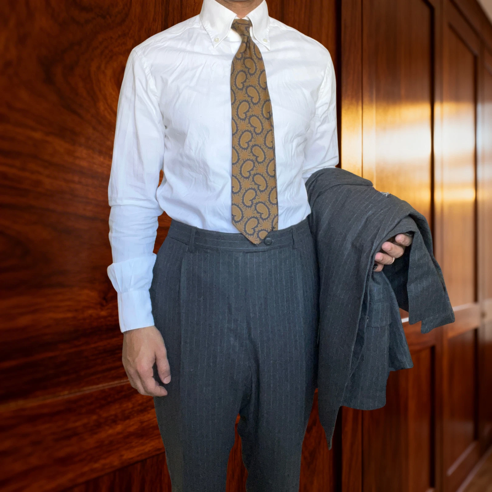 Vintage Lanvin Paris Wool/Flannel suit - Grey Pinstripe Flannel Suit by Lanvin Size 50 IT image 4