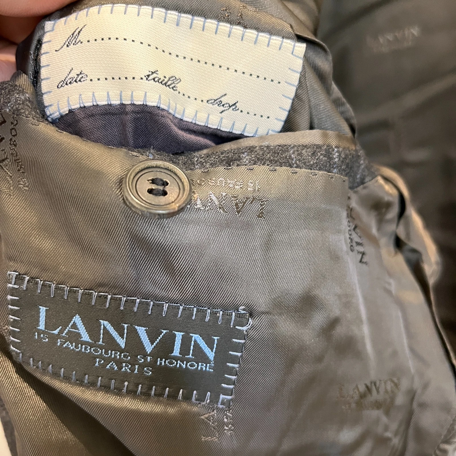 Vintage Lanvin Paris Wool/Flannel suit - Grey Pinstripe Flannel Suit by Lanvin Size 50 IT image 6