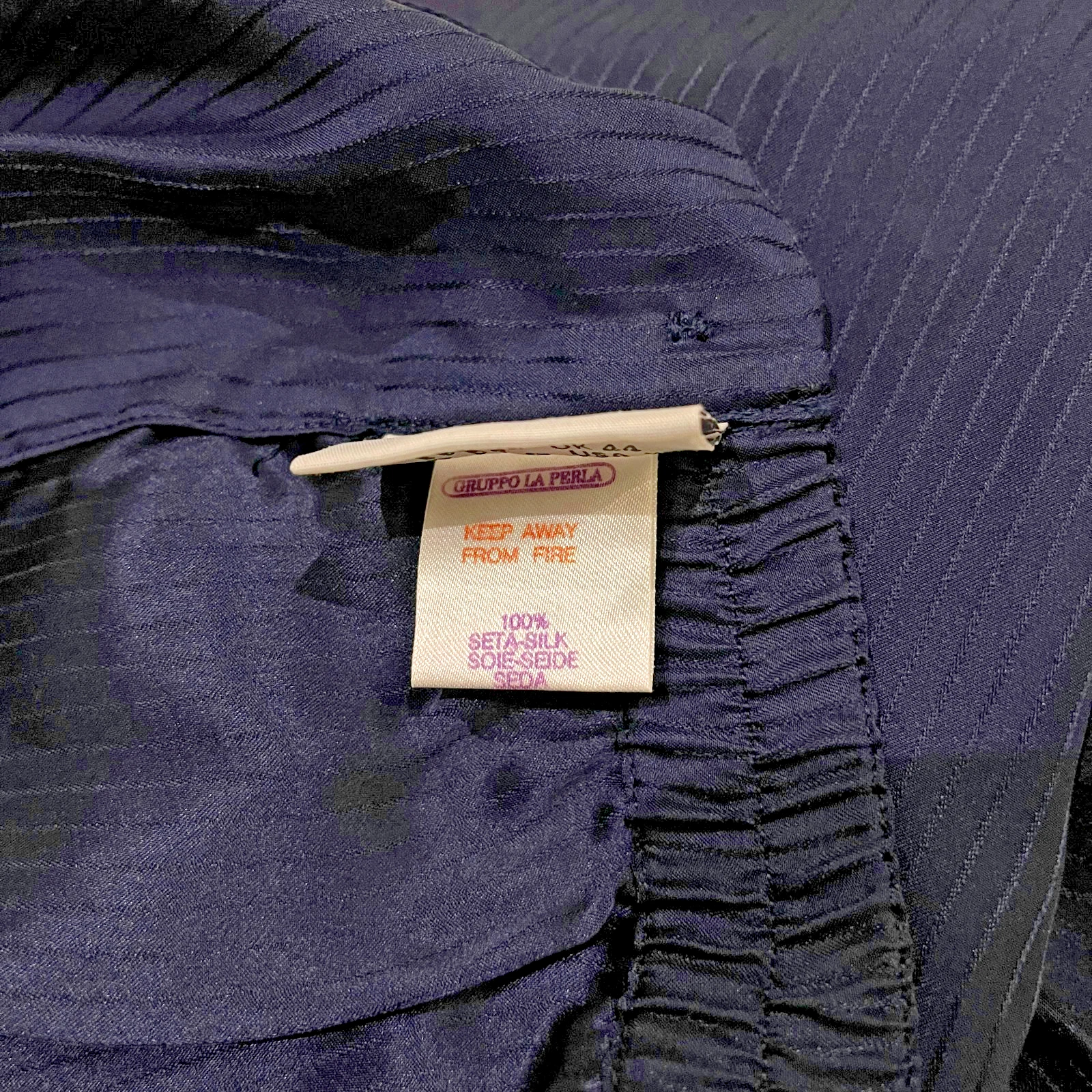 Vintage Grigio Perla Silk menswear - Grigio Perla XXL Men's Navy Silk Pajama Loungewear Luxury Size 6/54 image 4