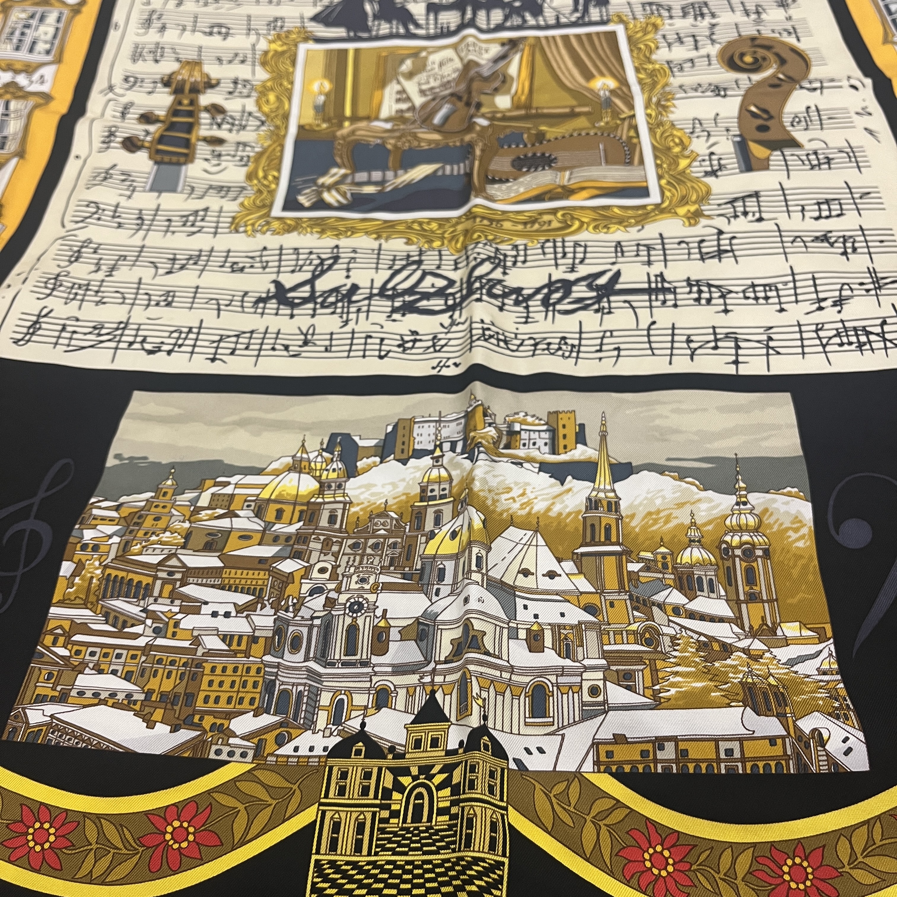 Vintage HERMES Silk scarf - Hermes Scarf Salzburg Symphonie 90cm Silk Carre by Loic DubIigeon image 2