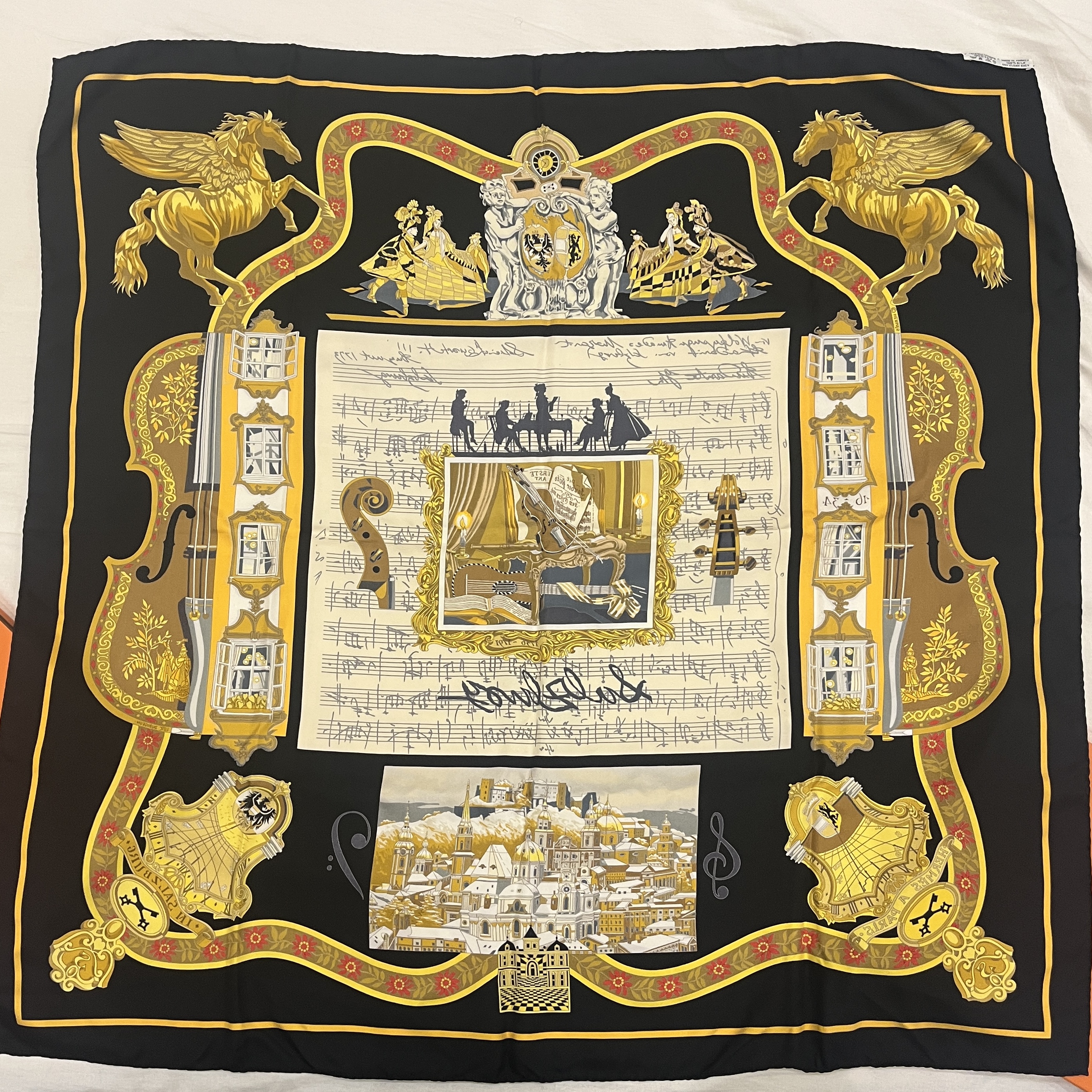 Vintage HERMES Silk scarf - Hermes Scarf Salzburg Symphonie 90cm Silk Carre by Loic DubIigeon image 4