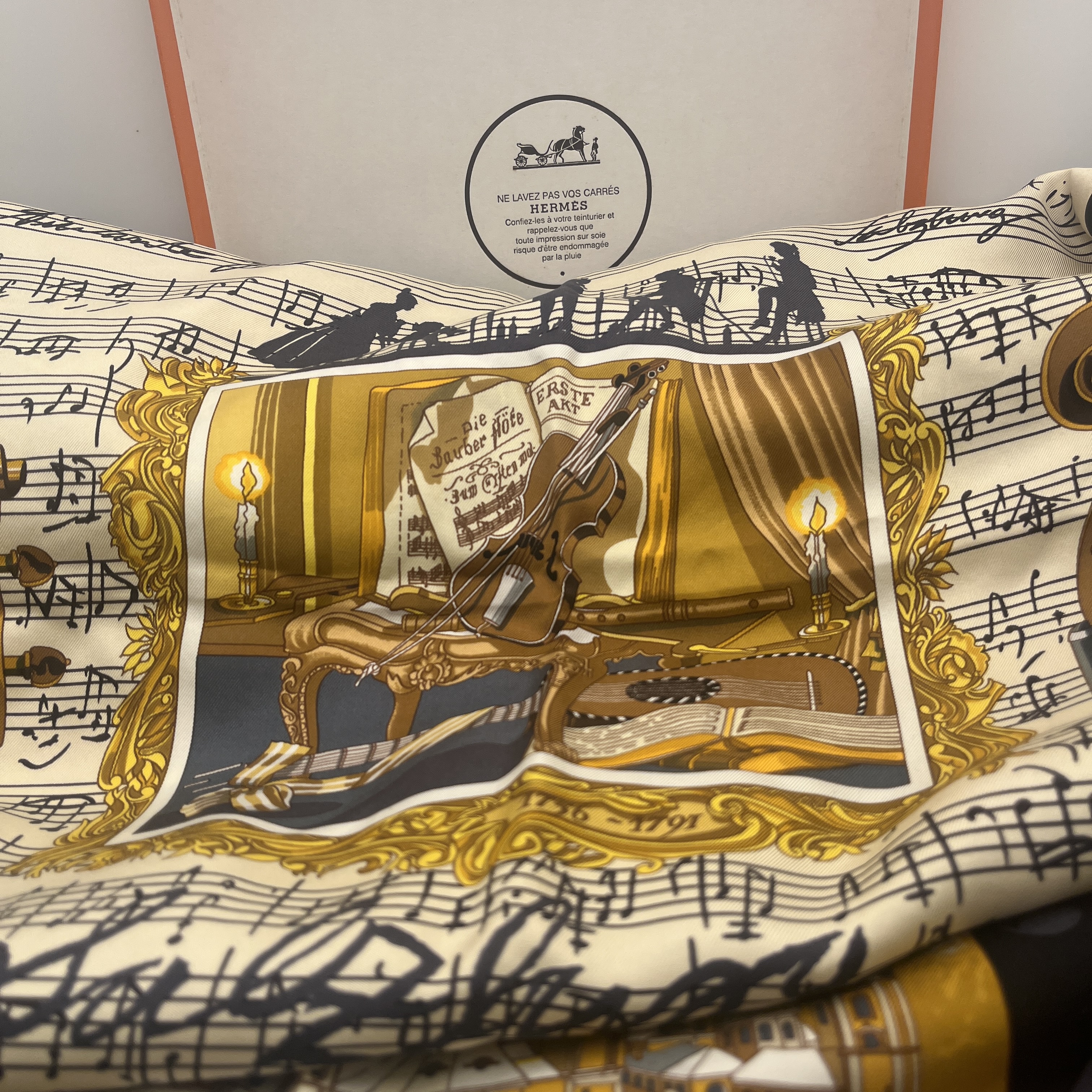 Vintage HERMES Silk scarf - Hermes Scarf Salzburg Symphonie 90cm Silk Carre by Loic DubIigeon image 6