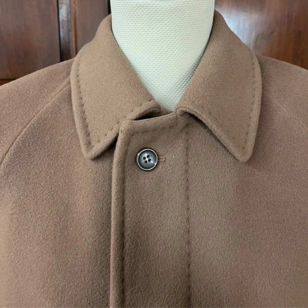 Vintage Fild Classic - Made in Italy Cashmere/Mohair jacket - Mohair Cashmere Raglan Belted Overcoat Beige Camel Overcoat image 4