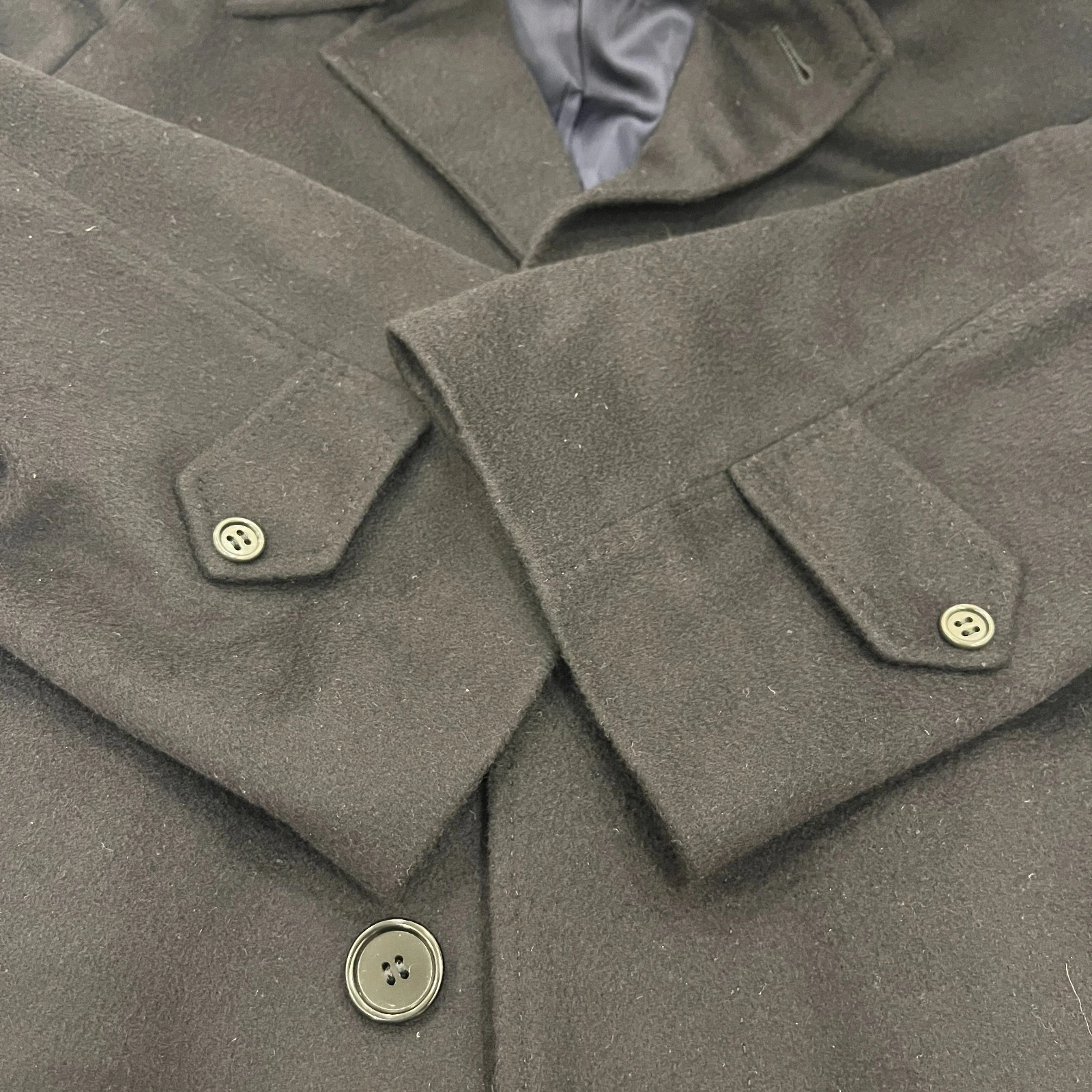 Vintage Made in Italy - Abla L'Uomo, Cagliari Cashmere jacket - 1993 Cashmere Dark Navy Overcoat with Raglan Sleeves and Belt FULL LENGTH image 14