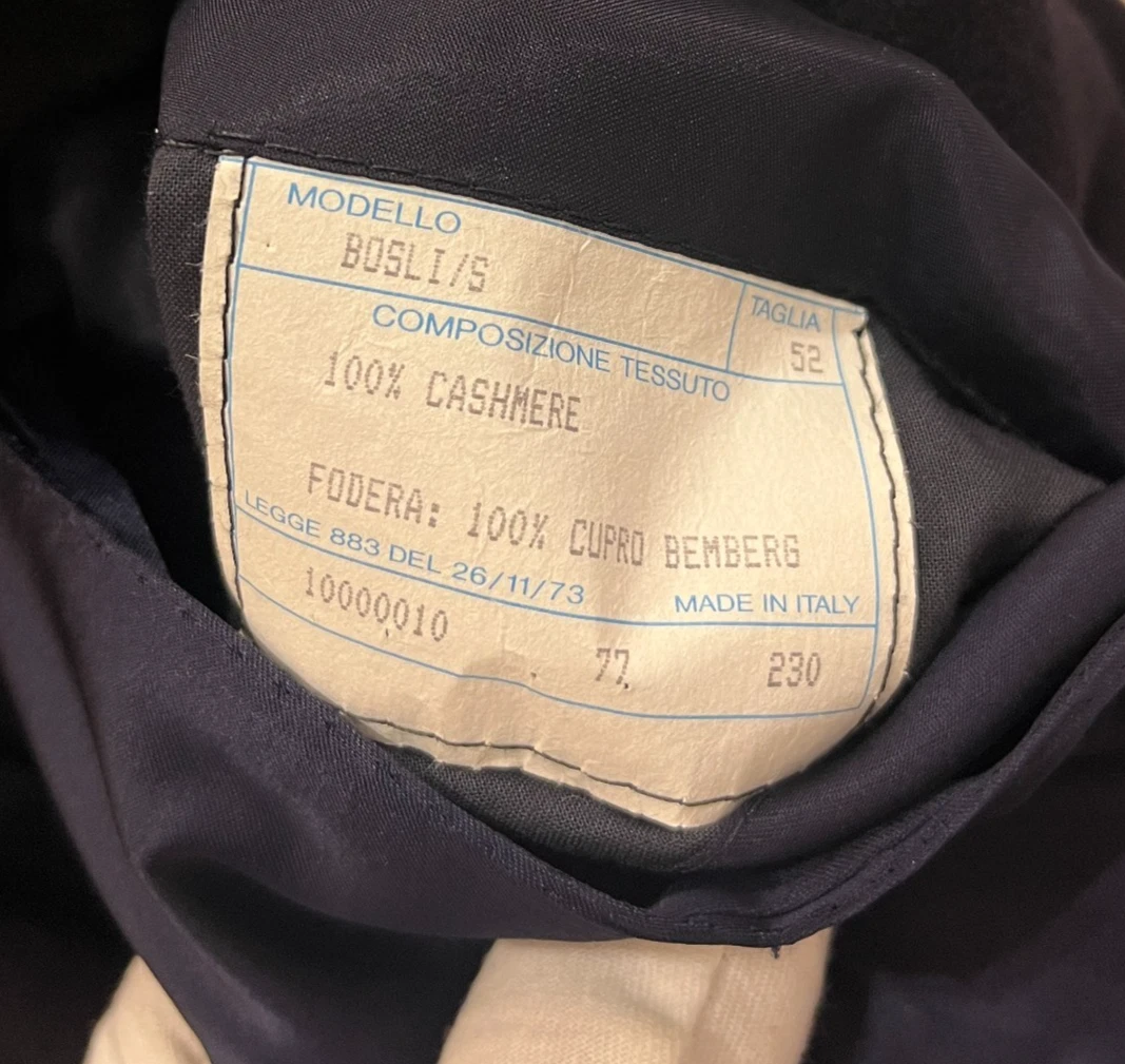 Vintage Made in Italy - Abla L'Uomo, Cagliari Cashmere jacket - 1993 Cashmere Dark Navy Overcoat with Raglan Sleeves and Belt FULL LENGTH image 3