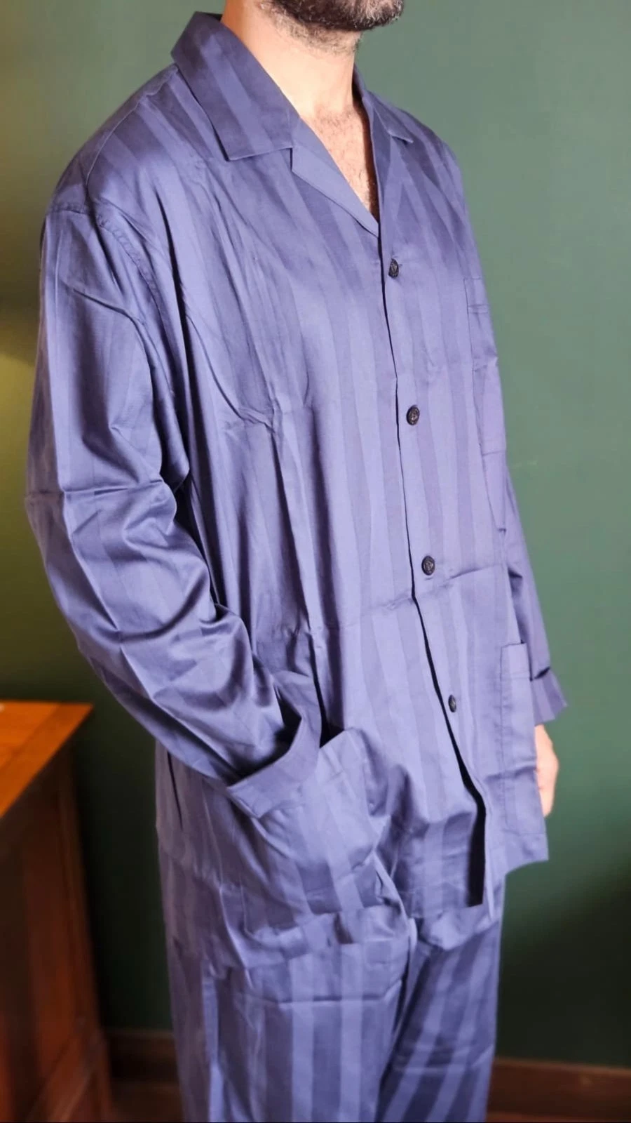 Vintage Frette Silk/Cotton suit - Frette Luxury Cotton Satin Raso Pajama Set Blue Stripe Men’s Sz 52 (42US) image 5