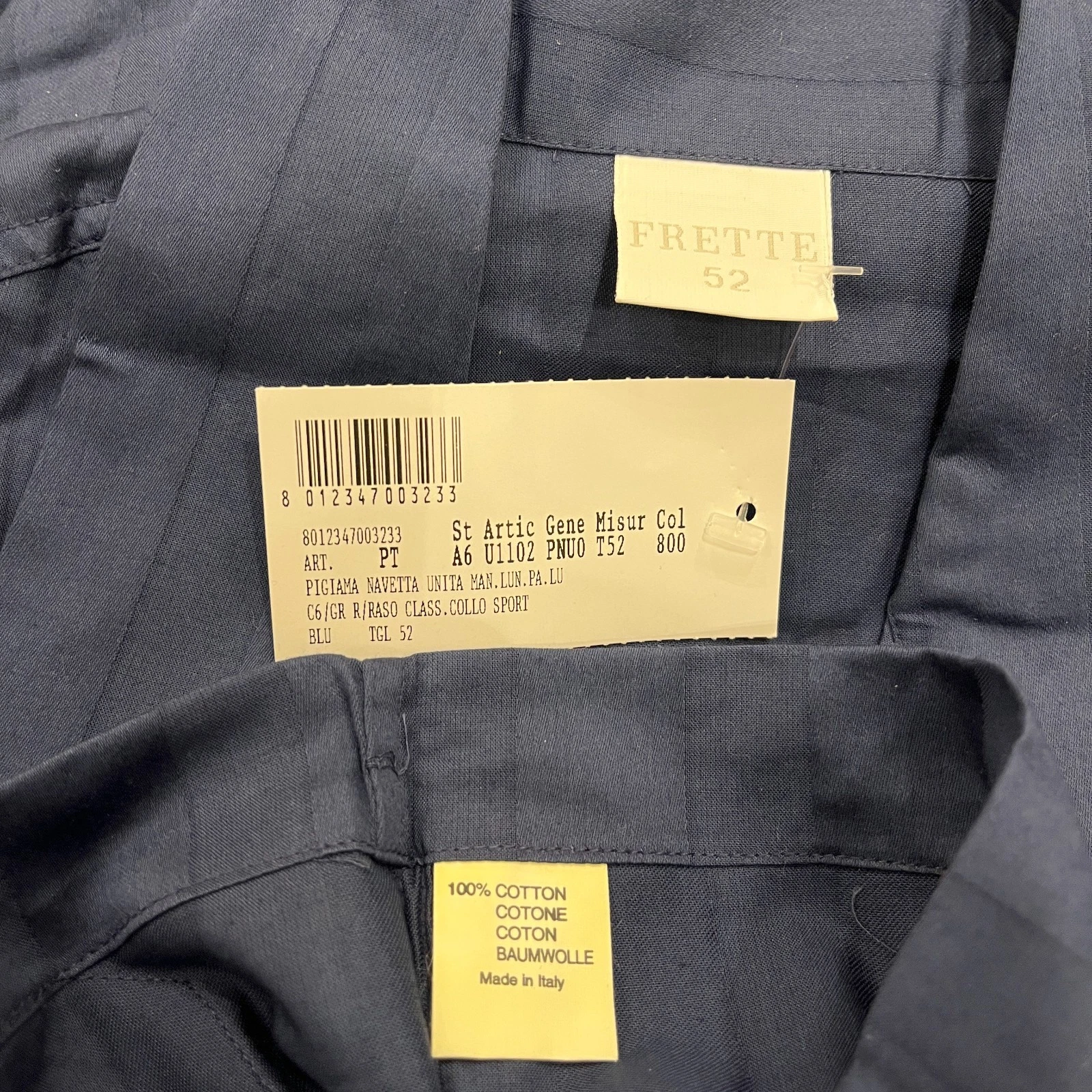 Vintage Frette Silk/Cotton suit - Frette Luxury Cotton Satin Raso Pajama Set Blue Stripe Men’s Sz 52 (42US) image 2