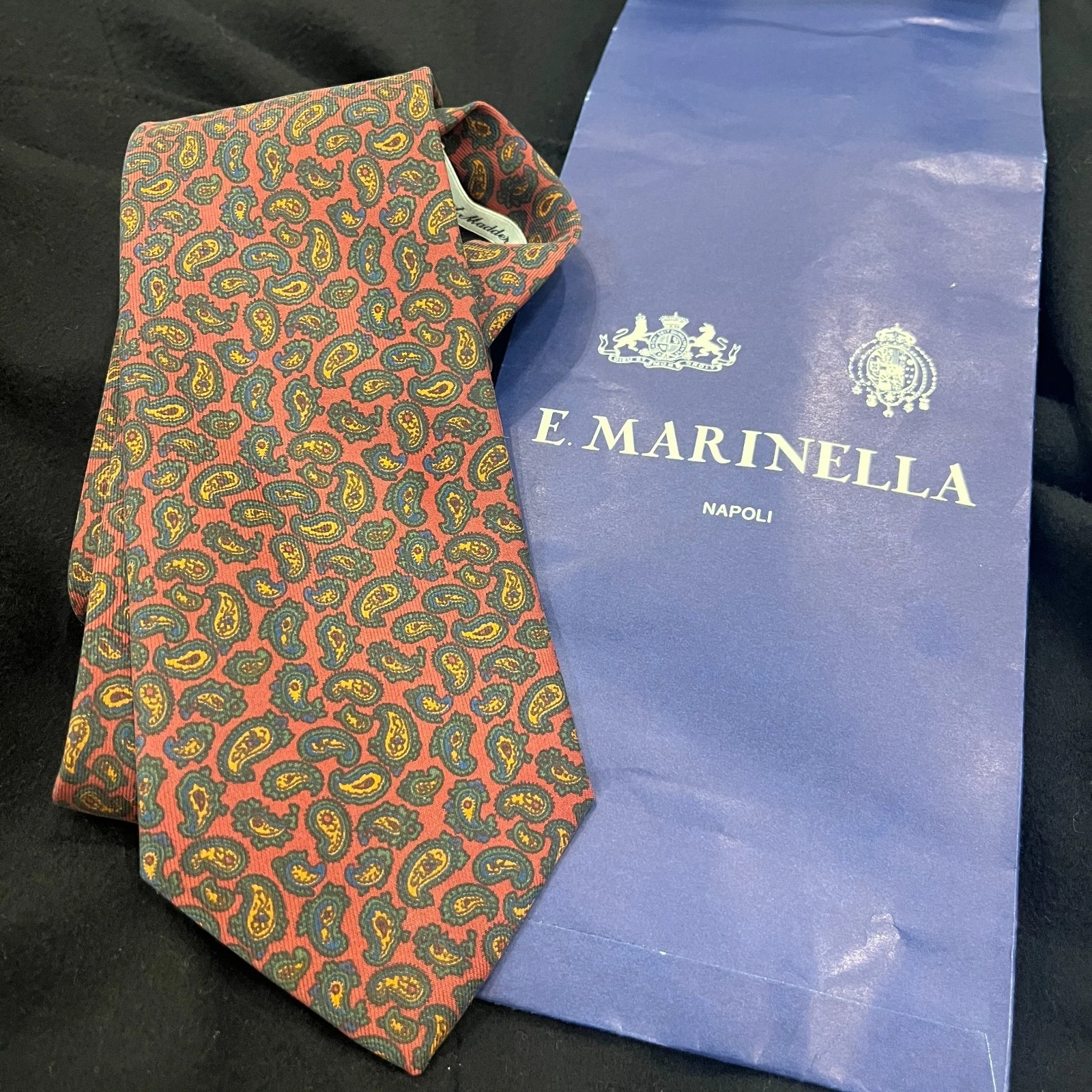 Vintage E. Marinella Silk/Tweed tie - E. Marinella Ancient Madder Silk Tie Red Paisley Vintage Fabric image 1